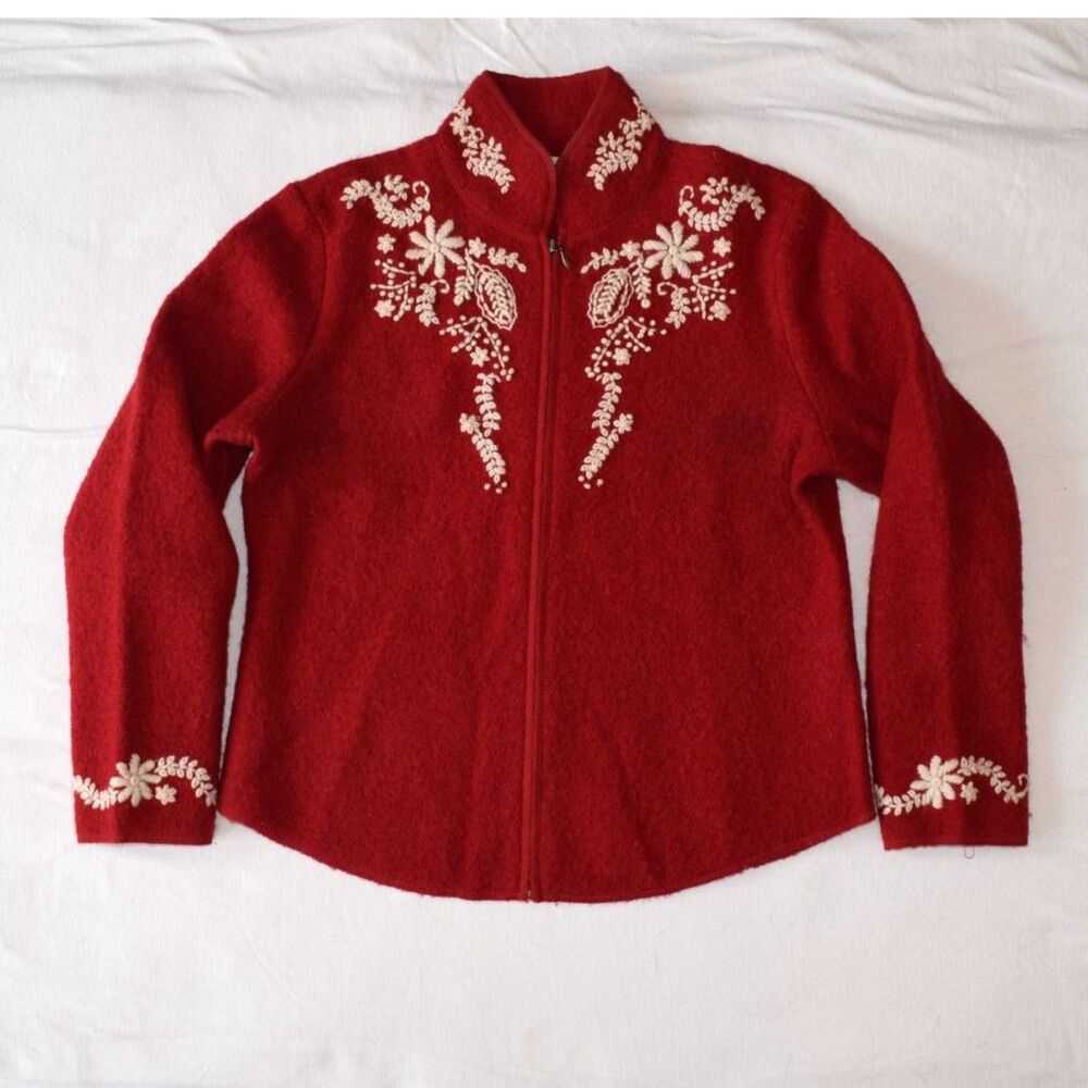 Coldwater Creek 100% Wool Christmas Jacket